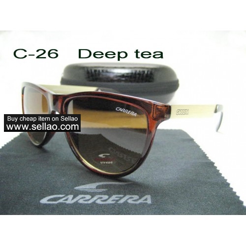 C-26 New Men Womens Retro Sunglasses Outdoor sport Anti-UV Glasses+Box  Deep tea