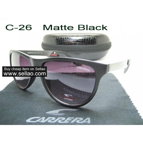 C-26 New Men Womens Retro Sunglasses Outdoor sport Anti-UV Glasses+Box  Matte Black