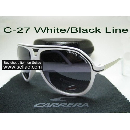 C-27 New Men Womens Retro Sunglasses Outdoor sport Anti-UV Glasses+Box  White/Black Line