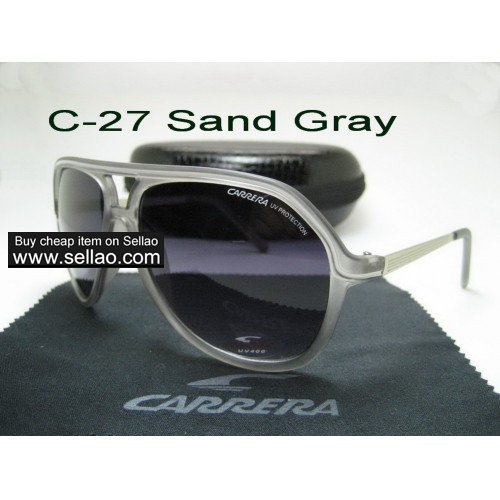 C-27 New Men Womens Retro Sunglasses Outdoor sport Anti-UV Glasses+Box  Sand Gray