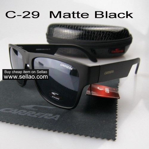 C-29 New Men Womens Retro Sunglasses Outdoor sport Anti-UV Glasses+Box  Matte Black