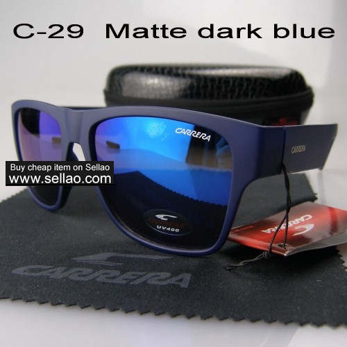 C-29 New Men Womens Retro Sunglasses Outdoor sport Anti-UV Glasses+Box  Matte Dark Blue