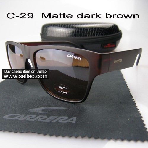 C-29 New Men Womens Retro Sunglasses Outdoor sport Anti-UV Glasses+Box  Matte Dark Brown