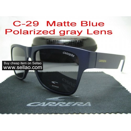 C-29 New Men Womens Retro Sunglasses Outdoor sport Glasses+Box Matte Blue/Polarized Gray Lens