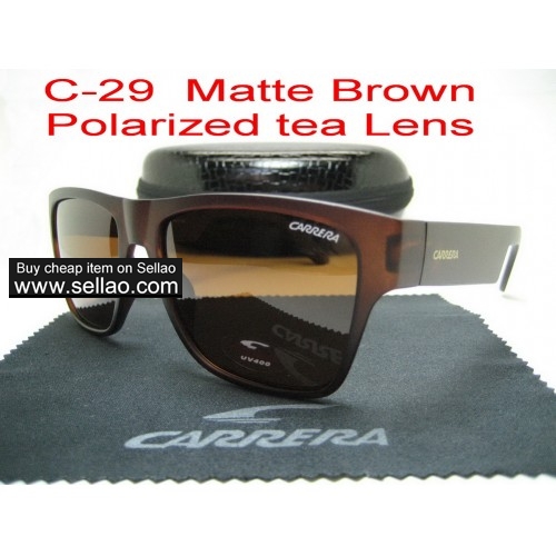 C-29 New Men Womens Retro Sunglasses Outdoor sport Glasses+Box Matte Brown/Polarized Tea Lens