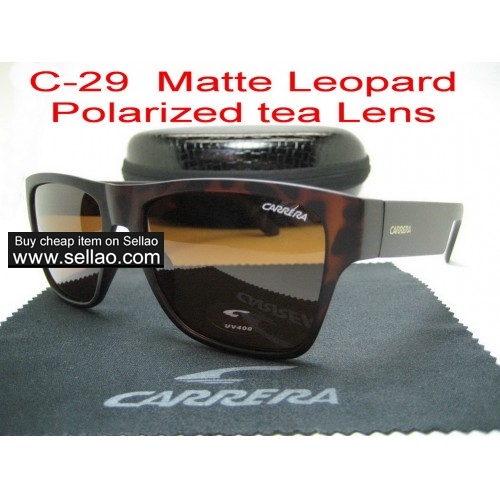 C-29 New Men Womens Retro Sunglasses Outdoor sport Glasses+Box Matte Leopard/Polarized Tea Lens