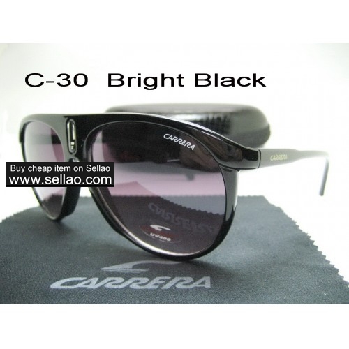 C-30 New Men Womens Retro Sunglasses Outdoor sport Anti-UV Glasses+Box  Bright Black