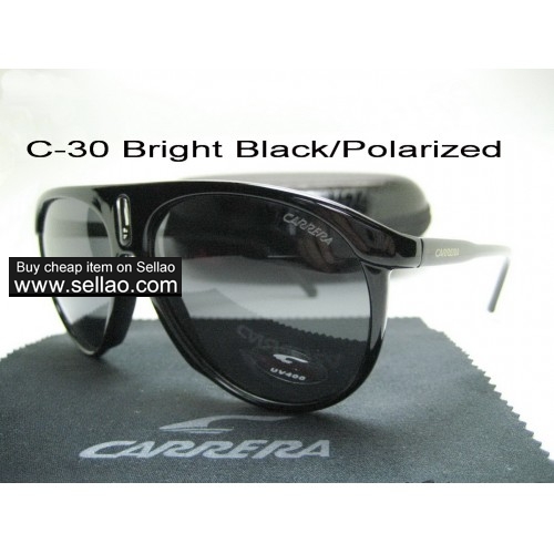 C-30 New Men Womens Retro Sunglasses Outdoor sport Anti-UV Glasses+Box  Bright Black/Polarize