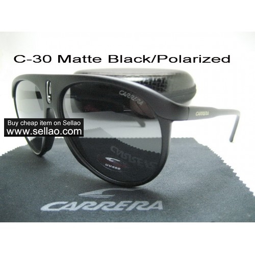C-30 New Men Womens Retro Sunglasses Outdoor sport Anti-UV Glasses+Box  Matte Black/Polarize