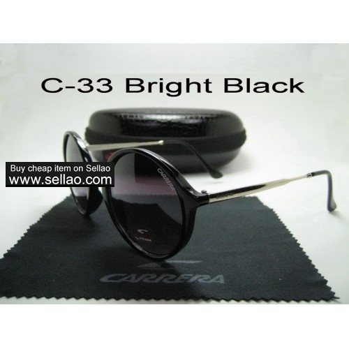 C-33 New Men Womens Retro Sunglasses Outdoor sport Anti-UV Glasses+Box  Bright Black