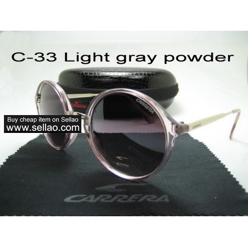 C-33 New Men Womens Retro Sunglasses Outdoor sport Anti-UV Glasses+Box  Light Gray powder