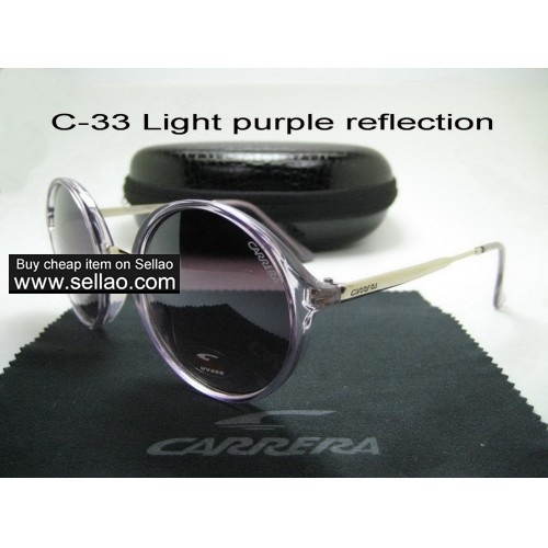 C-33 New Men Womens Retro Sunglasses Outdoor sport Anti-UV Glasses+Box  Light Purple reflection