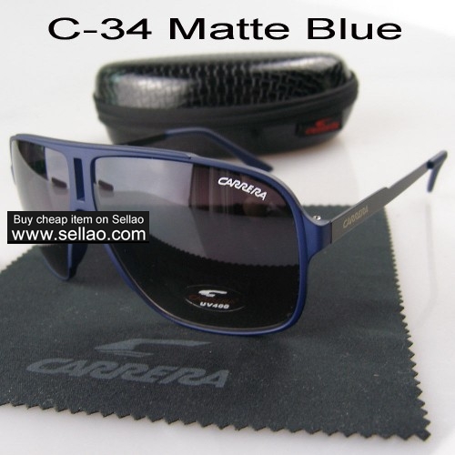 C-34 Fashion Square New Trend Men's/Women's  Anti-UV Sunglasses +Box  Matte Blue