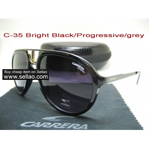 C-35 New Men Womens Retro Sunglasses Outdoor sport Anti-UV Glasses+Box Bright Black/Progressive/Gray