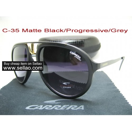 C-35 New Men Womens Retro Sunglasses Outdoor sport Anti-UV Glasses+Box Matte Black/Progressive/Gray