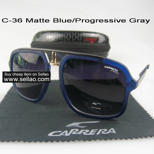 C-36 New Men Womens Retro Sunglasses Outdoor sport Anti-UV Glasses+Box Matte Blue/Progressive/Gray