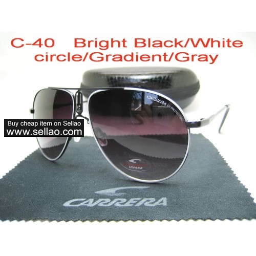 C-40 New Men's Women's Metal Sunglasses Toad Mirror+Box Bright Black/White circle/Gradient Gray