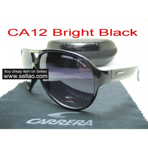 CA12 CARRERA New Men Womens Retro Sunglasses Outdoor sport Anti-UV Glasses+Box Bright Black