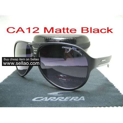 CA12 CARRERA New Men Womens Retro Sunglasses Outdoor sport Anti-UV Glasses+Box Matte Black