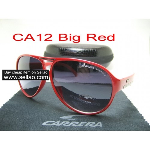 CA12 CARRERA New Men Womens Retro Sunglasses Outdoor sport Anti-UV Glasses+Box Red