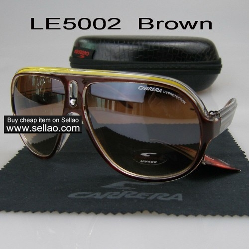 C-4 CARRERA New Men Womens Retro Sunglasses Outdoor sport Anti-UV Glasses+Box  Brown