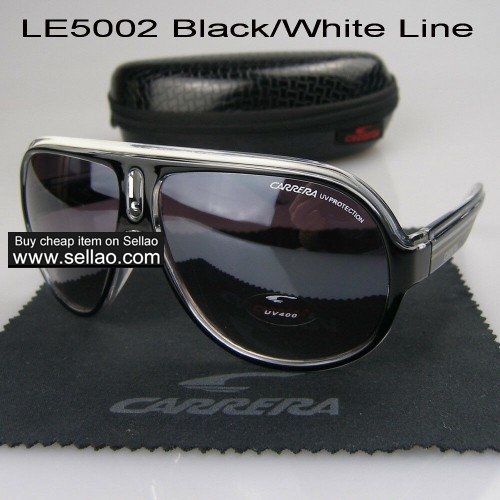 C-4 CARRERA New Men Womens Retro Sunglasses Outdoor sport Anti-UV Glasses+Box Black/White Line