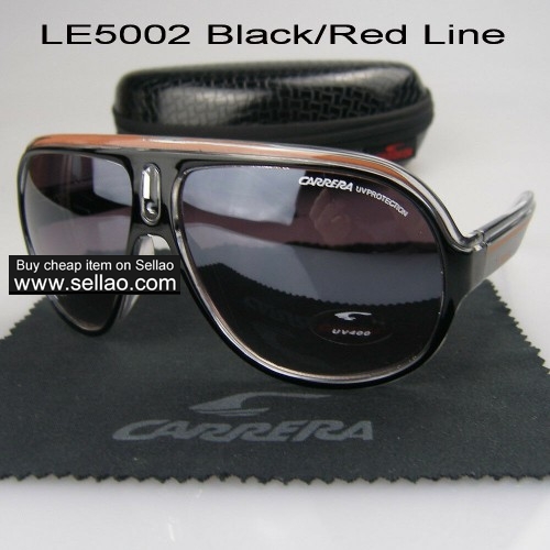C-4 CARRERA New Men Womens Retro Sunglasses Outdoor sport Anti-UV Glasses+Box Black/Red Line