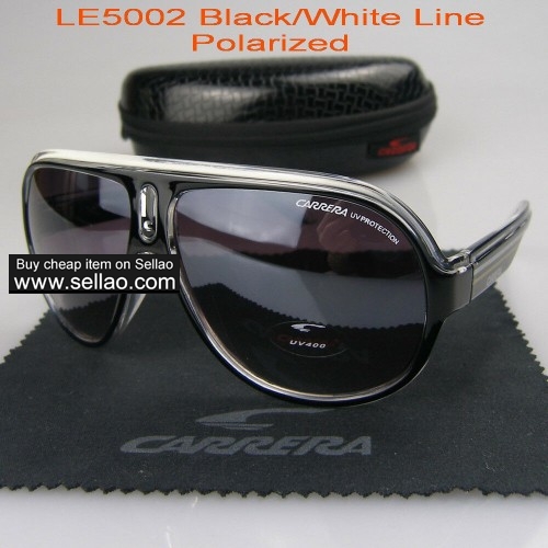 C-4 CARRERA New Men Womens Retro Sunglasses Outdoor sport Glasses+Box Black/White Line/Polarized