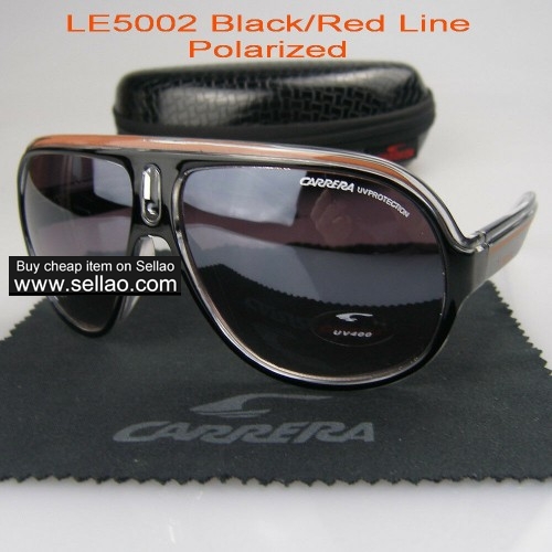 C-4 CARRERA New Men Womens Retro Sunglasses Outdoor sport Glasses+Box Black/Red Line/Polarized