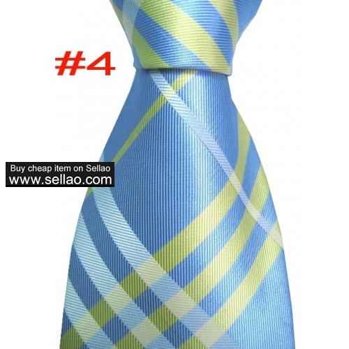 B#4  #100%Silk Jacquard Woven Handmade Men's Tie Necktie sky blue