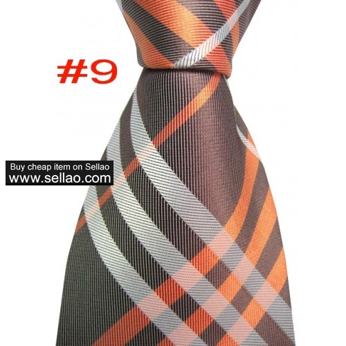 B#9  #100%Silk Jacquard Woven Handmade Men's Tie Necktie Brown