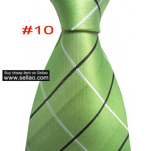 B#10  #100%Silk Jacquard Woven Handmade Men's Tie Necktie Green
