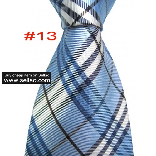 B#13  #100%Silk Jacquard Woven Handmade Men's Tie Necktie Blue