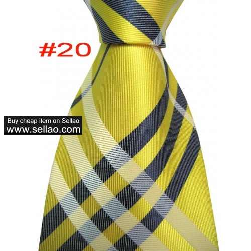 B#20  #100%Silk Jacquard Woven Handmade Men's Tie Necktie Yellow