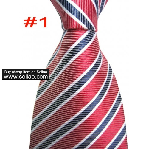 B#1  #100%Silk Jacquard Woven Handmade Men's Tie Necktie BURBERRY Red