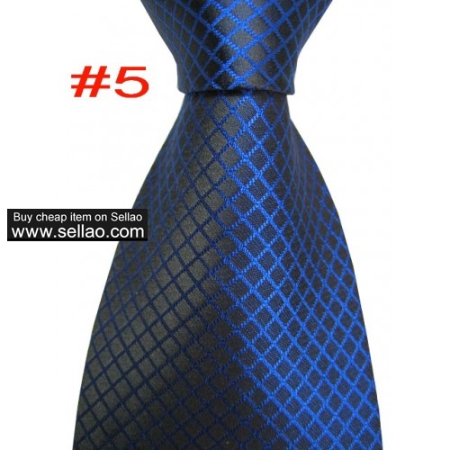 B#5  #100%Silk Jacquard Woven Handmade Men's Tie Necktie Blue