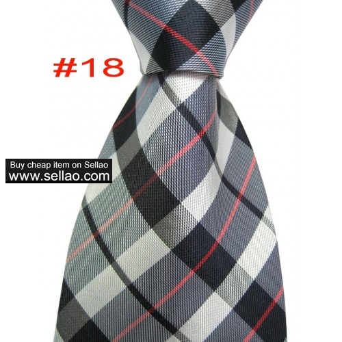 B#18  #100%Silk Jacquard Woven Handmade Men's Tie Necktie Gray/Red