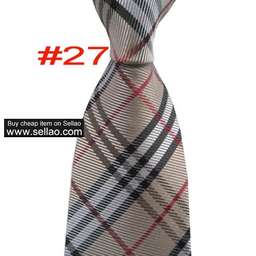 B#27  #100%Silk Jacquard Woven Handmade Men's Tie Necktie Brown