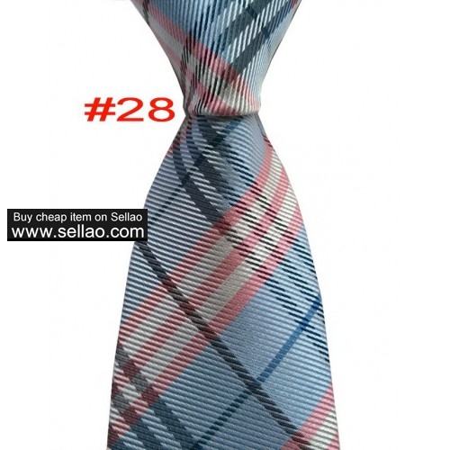 B#28  #100%Silk Jacquard Woven Handmade Men's Tie Necktie Blue