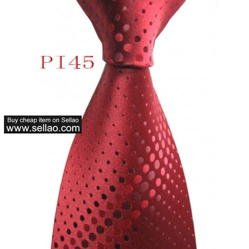 PI45  #100%Silk Jacquard Woven Handmade Men's Tie Necktie  Red