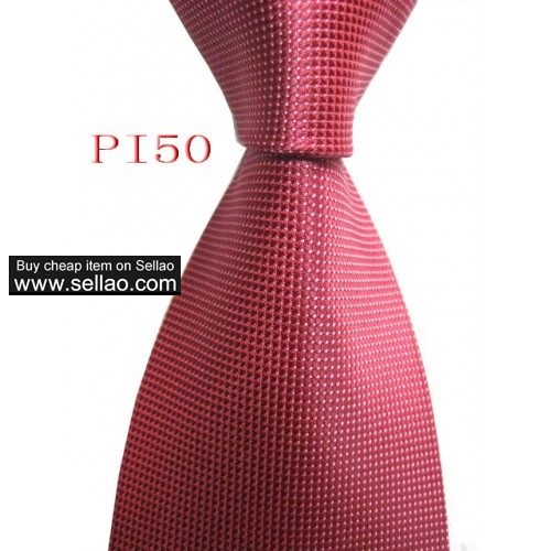 PI50  #100%Silk Jacquard Woven Handmade Men's Tie Necktie  Red