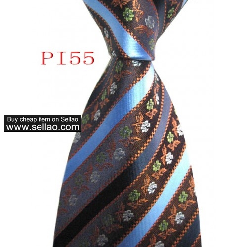 PI55  #100%Silk Jacquard Woven Handmade Men's Tie Necktie  Brown