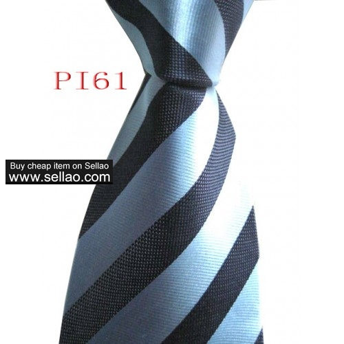 PI61  #100%Silk Jacquard Woven Handmade Men's Tie Necktie  Blue