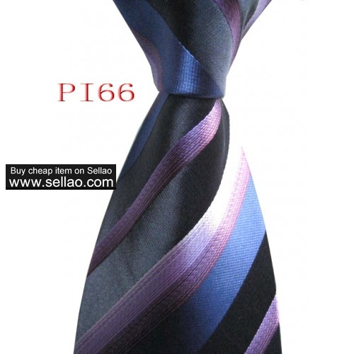 PI66  #100%Silk Jacquard Woven Handmade Men's Tie Necktie  Black