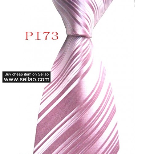 PI73  #100%Silk Jacquard Woven Handmade Men's Tie Necktie  Pink