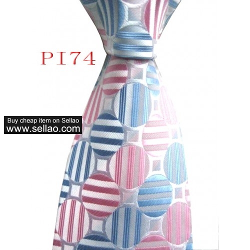 PI74  #100%Silk Jacquard Woven Handmade Men's Tie Necktie  Pink