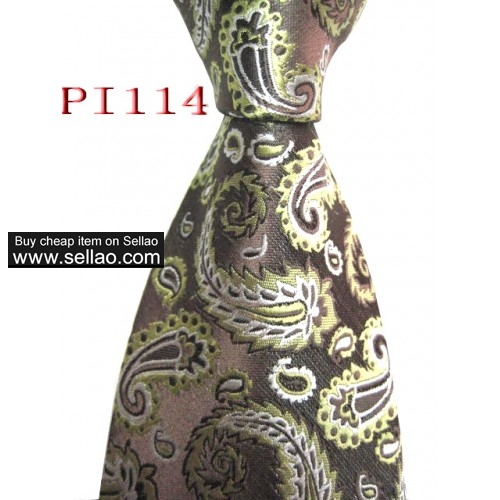 PI 114  #100%Silk Jacquard Woven Handmade Men's Tie Necktie