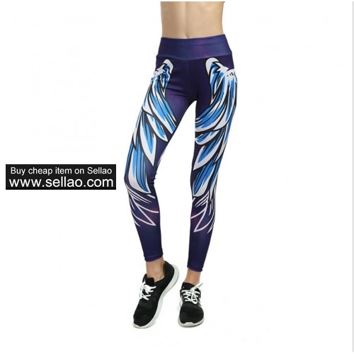 YBPD-0014,angel wings printing yoga leggings lift hip high waist yoga women pants